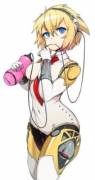 Aigis and her new accessory. (Slugbox)