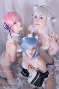 Rem, Ram and Emilia! Amazing TRIO by Kanra_cosplay,Shae and Soa Lianna [self]