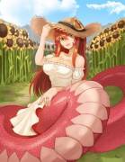 Miia among sunflowers