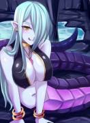 Daily lamia #107: Purple scales and a cave.