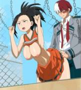 Momo taking Todoroki from the back