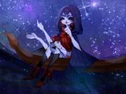 Muffet under stars.