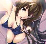 Yamoto (kancolle) swimsuit selfie