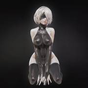 2B in latex suit