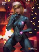 Samus gets a head start on Christmas decoration