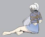 Weiss bound and gagged (jam-orbital)[RWBY]