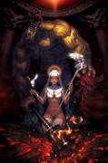 Pure priestess and demonic orc (Na In-Sung) [Original]