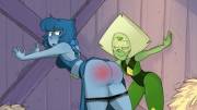 Peridot gives Lapis a spanking (blushmallet)