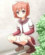 Akari pees in a drain (artist unknown) [Yuru Yuri]