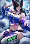 Ahri as DVa by sakimichan