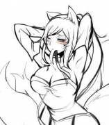 Ahri doing her hair.