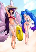 Ahri &amp; Sona on the beach