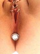 [F] My six labia rings &amp; shiny metal plug