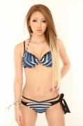 Blue striped bikini