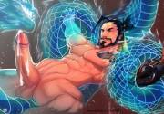 Hanzo enjoying his dragon spirits. [Overwatch]