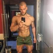 Muscles in the bathroom (X-Post /r/guysinshortshorts)