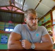 Blond, bearded, muscle stud at the bar