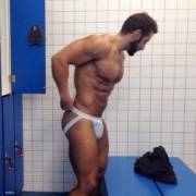 Locker room jock changing