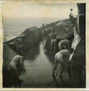 Vintage pic of handsome bathing soldiers at the beach