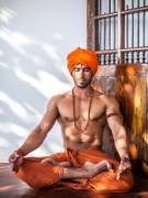 Meditating.