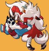 Lycanroc Puts a Gaomon on his Back [blitzdrachin]