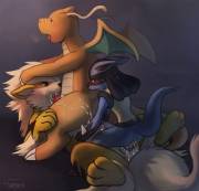 A Beautiful Threesome - Lucario x Dragonite x Arcanine [Haychel]