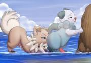 Rockruff rimming an Oshawott [Garruuk]