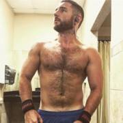 Hairy guy in the locker rooms