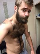 Hairy Man getting dressed