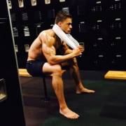 Sitting in the locker room