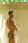 Showering in a jock strap