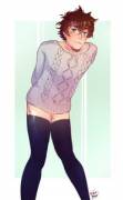 Femboy in thigh highs