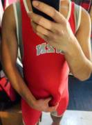 My blue Matman singlet and red N2N singlet