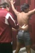 Locker room rub-down!