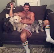 Diego Arnary with his fuzzy friends