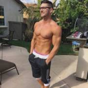 Jerdani Kraja (@Jerdani__Kraja) shirtless in the backyard