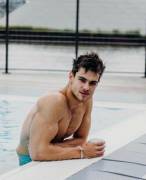 Hot guy in calm water