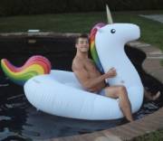 Riding a unicorn