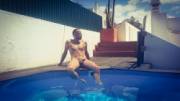 Sitting by the pool
