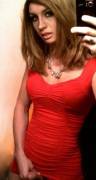 The woman in red. Selfie