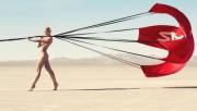 Courtney Force, Drag Racing, Holding Deployed Parachute