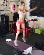 Working out in her shorts