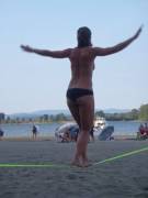 Slackline at the beach! Stares welcome! [F] [OC]