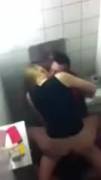 Blonde with a wide ass has sex in the toilet of the restaurant with her new acquaintance [gif]