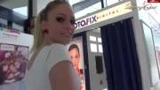 Blowjob, fuck and creampie around photo booth [00:25]