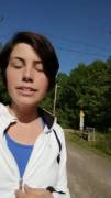 Short hair girl shows off