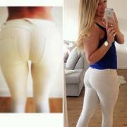 Big booty white pants