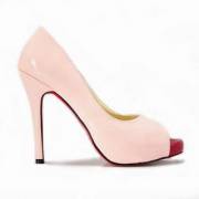 Pink peep toe pump