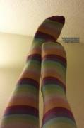 Socks Sunday: I love my rainbow striped socks! You can see the shapes of my toes too!