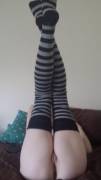 Stripey thigh highs make me feel subby!